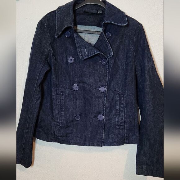 New York and co. denim double breast buttoned pea coat size S - Picture 3 of 16